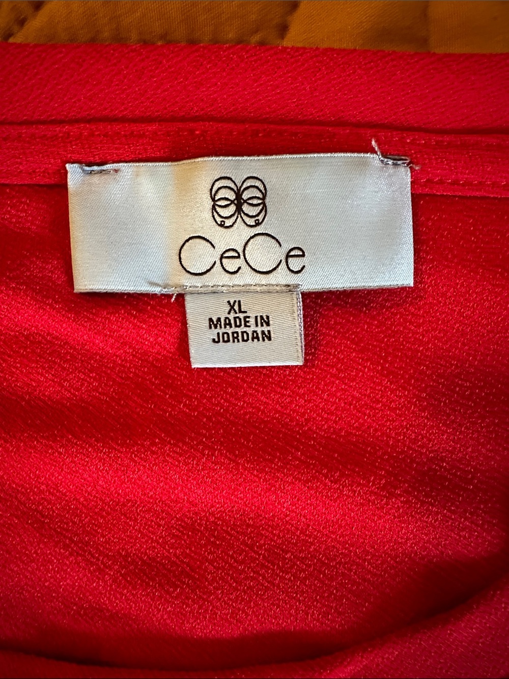 CeCe Red Short Sleeve Top with Sheer Dotted Sleeves so cute and ready to wear XL - Picture 2 of 5